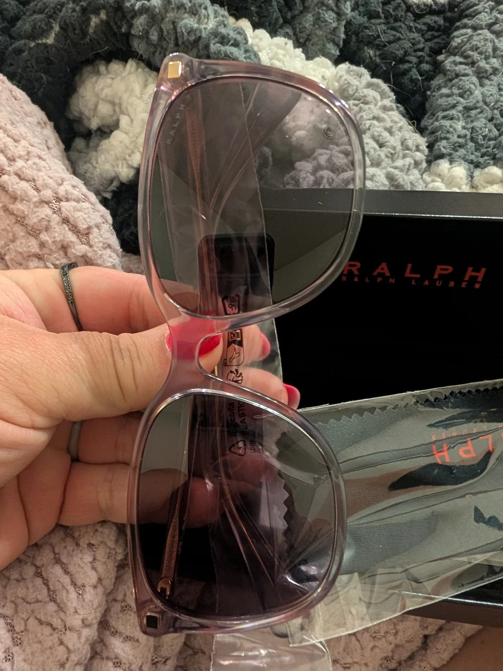 Ralph Lauren Shiny Striped Purple Sunglasses